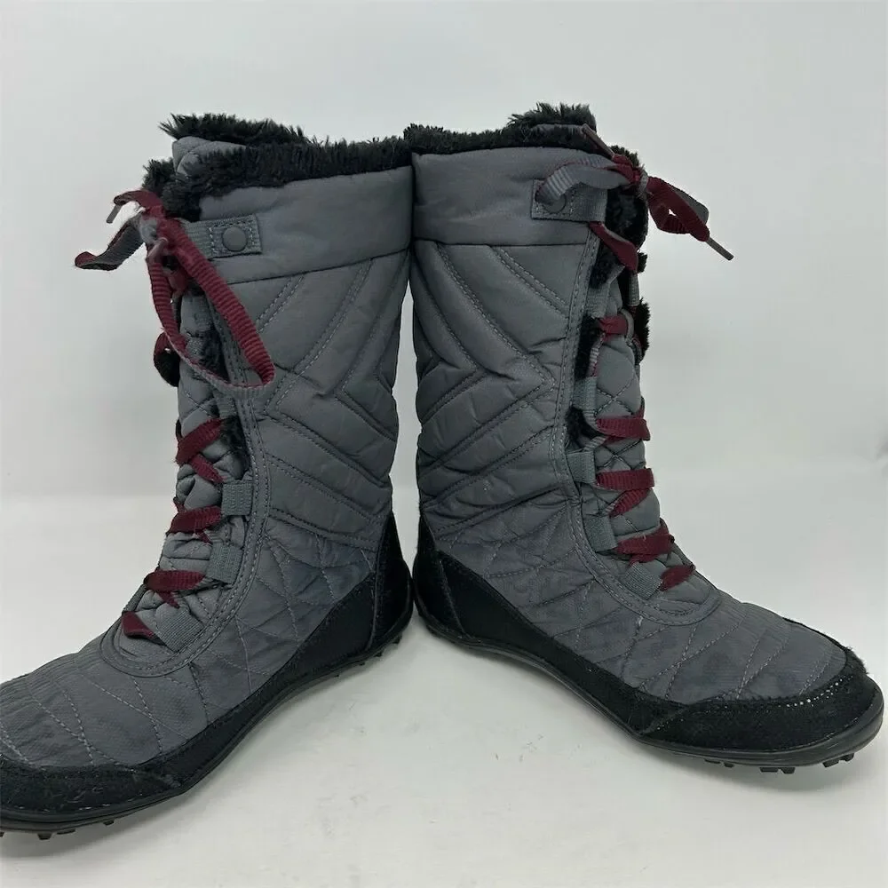 Columbia Kids Minx Mid III Waterproof Lace Up Boots Gray Size 4 Winter Hiking
